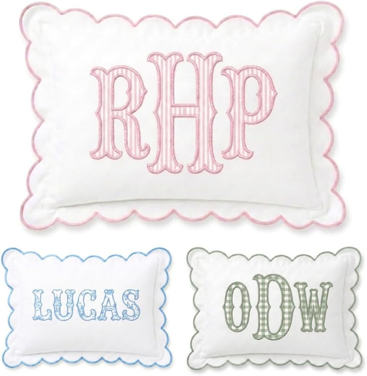 Monogram Pillow Covers, Personalized Initials Name Pillowcase, Embroidered Pillow Cover, Custom Monogrammed Baby Pillows, Couch Bed Room Pillow Case Gifts for Kids Boy Girls, Nursery Decorations - Design 35 - Image 1