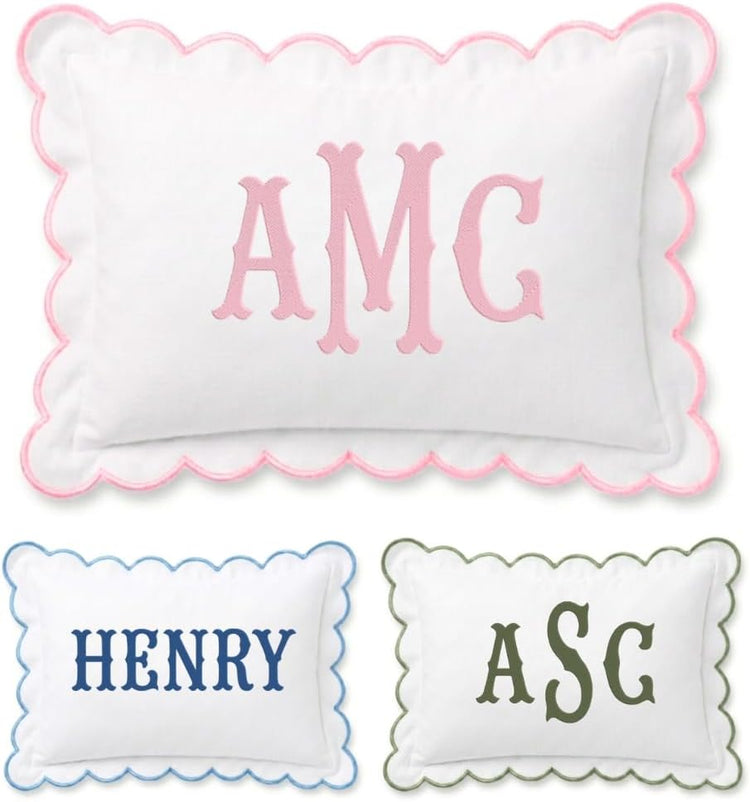 Monogram Pillow Covers, Personalized Initials Name Pillowcase, Embroidered Pillow Cover, Custom Monogrammed Baby Pillows, Nursery Decorations, Couch Bed Room Pillow Case Gifts for Kids Boy Girls - Design 34 - Image 1
