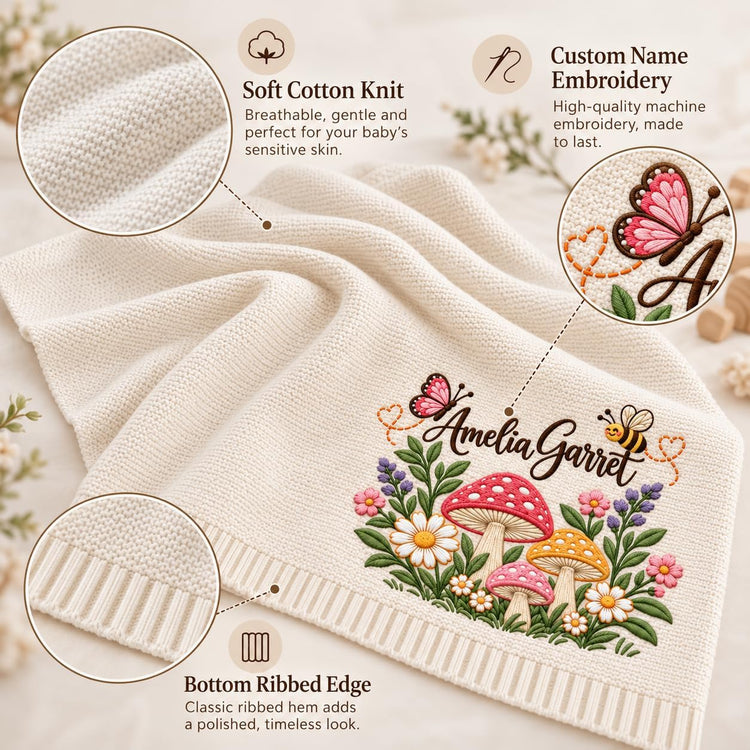Personalized Embroidered Baby Blanket – Flowers – image 2