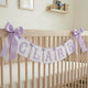 Custom Embroidered Baby Banner, Personalized Baby Name Banner, Scallopped Bow Name Banner, Baby Shower Decor, Pink Nursery Room Decorations, Nursery Garland for Newborn, Baby Shower Gifts Boys Girls
