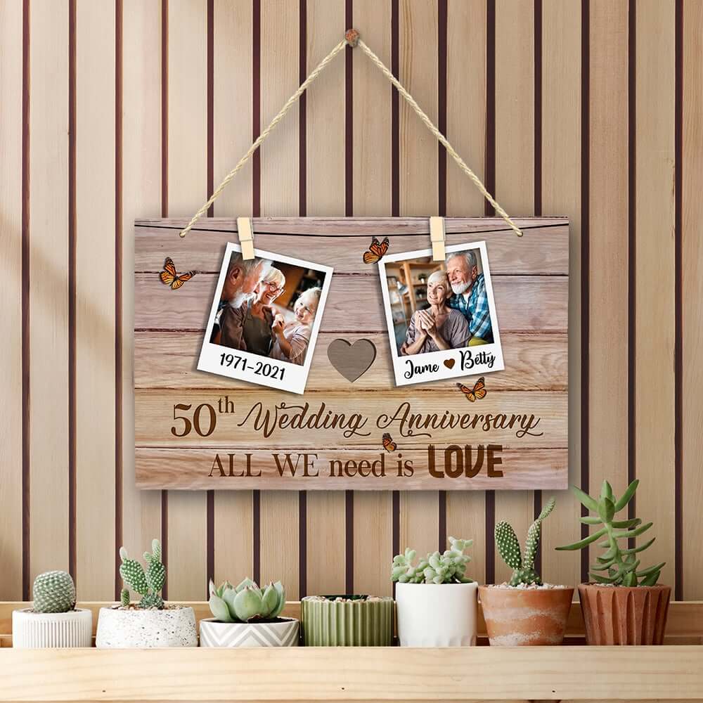 Couple Wedding Anniversary All We Need Is Love Personalized Wood Pallet Sign