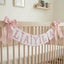 Embroidered Baby Banner, Personalized Baby Name Banner, Scallopped Bow Name Banner, Baby Shower Decor, Custom Pink Nursery Room Decorations, Nursery Garland for Newborn, Baby Shower Gifts Boys Girls