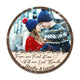 MeMate Custom Couple Photo, Name Printed Wooden Sign - Personalized From Our First Kiss Till Our Last Breath Round Rustic Wood Plaque Hanging Wall Decor for Anniversary, Newlyweds, Valentines Day