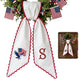 Patriotic Wreath Sash for Front Door, Eagle with US Flag Door Wreath Decor, 54x5 in Personalized Initial Wreath Ribbon, Monogram Embroidered Sash for Holiday, 4th of July Wreath Sashes, Housewarming Gifts