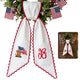 Patriotic Wreath Sash for Front Door, Highland Cow with US Flag Door Wreath Decor, 54x5 in Personalized Initial Wreath Ribbon, Monogram Embroidered Sash for Holiday, 4th of July Wreath Sashes, Housewarming Gifts