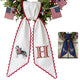 Husky with US Flag Wreath Sash for Front Door, Personalized Initial Name Wreath Sash, Patriotic Wreath Sash, Monogramed Embroidered Ribbon with Adjustable Bow Knot Farmhouse Door Wreath Decor, 4th July Gift for Family Friends