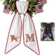 Golden Retriever with US Flag Wreath Sash for Front Door, Personalized Initial Name Wreath Sash, Patriotic Wreath Sash, Monogramed Embroidered Ribbon with Adjustable Bow Knot Farmhouse Door Wreath Decor, 4th July Gift for Family Friends