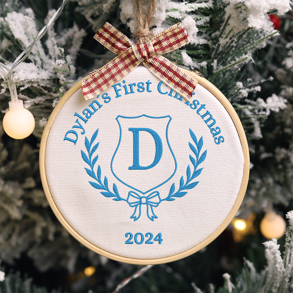 MeMate EMBROIDERED Christmas Baby Ornaments, DIY First Christmas Ornament, Personalized Christmas Ornament, Hand Made Ornament with BOW, Personalized Baby Ornament 2024, Christmas Tree Décor, New Baby Gift