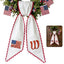US Flag Door Wreath Decor, Patriotic Wreath Sash for Front Door, 54x5 in Personalized Initial Wreath Ribbon, Poppy Flowers Monogram Embroidered Sash for Holiday, 4th of July Wreath Sashes