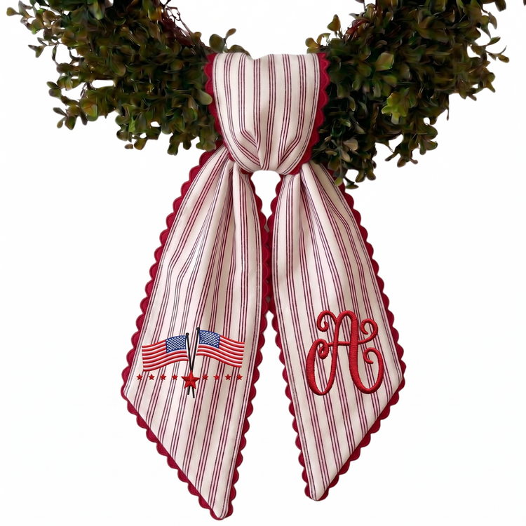 Custom Monogram Patriotic Wreath Sash, American 250th Anniversary Front Door Decor, Personalized Wreath Sash, 4th of July Decor for Front Door Porch Deck