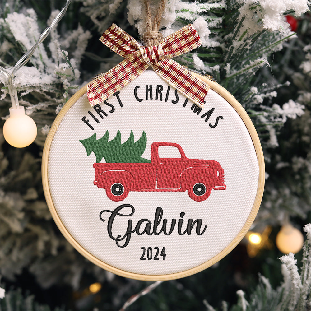 MeMate EMBROIDERED Christmas Baby Ornaments, DIY First Christmas Ornament, Personalized Christmas Ornament, Hand Made Ornament with BOW, Personalized Baby Ornament 2024, Christmas Tree Décor, New Baby Gift