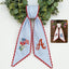 US Flag WithFlowers Patriotic Wreath Sash 54x5 Inch, Wreath Sash for Front Door, Personalized Embroidered Monogram Sash, Independence Day Front Door Decor, America Flag with Bow Wreath Sashes