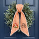 Embroidered Fall Wreath Sash Bow with Initials, Personalized Monogram Wreath Sashes 54x5 in, Mushroom Wreath Ribbon for Front Door, Garland Accessories, Autumn Farmhouse Door Wreath Decor