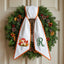 Embroidered Fall Wreath Sash Bow with Initials, Personalized Monogram Wreath Sashes 54x5 in, Mushroom Wreath Ribbon for Front Door, Garland Accessories, Autumn Farmhouse Door Wreath Decor