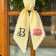 Peony Wreath Sash for Front Door, Flowers Wreath Sash 54x5 Inch, Personalized Initial Monogram Sash, Peony Front Door Decor, Embroidered Bow Wreath Sashes
