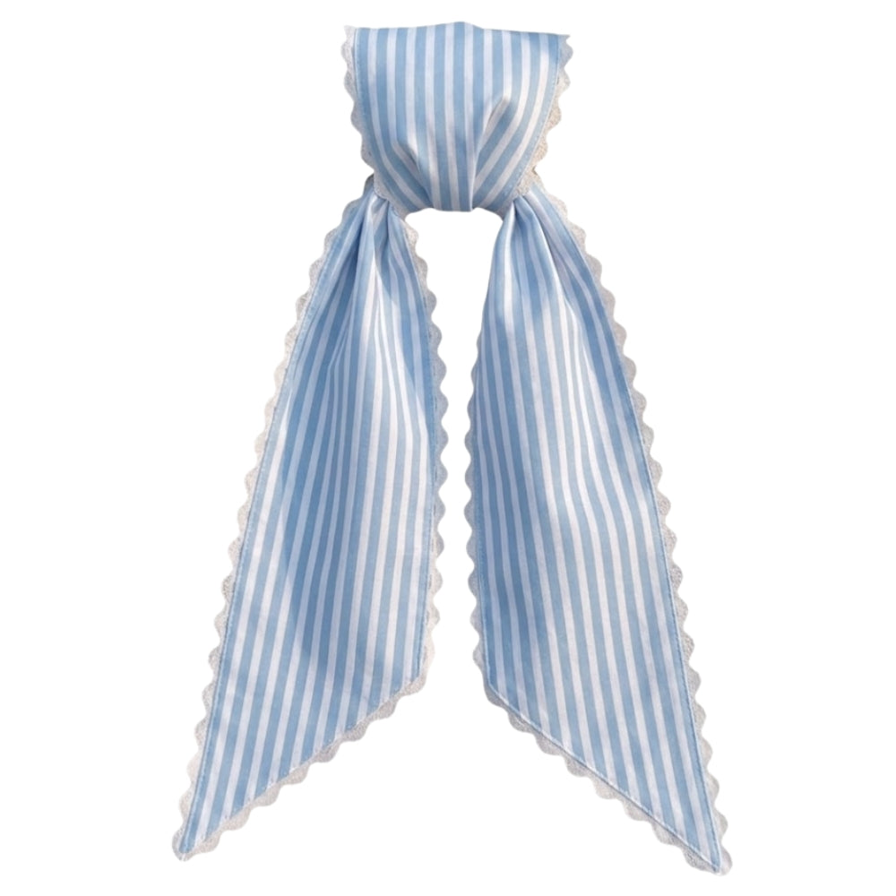 Blue Stripes Sash w/White Scalloped Edge