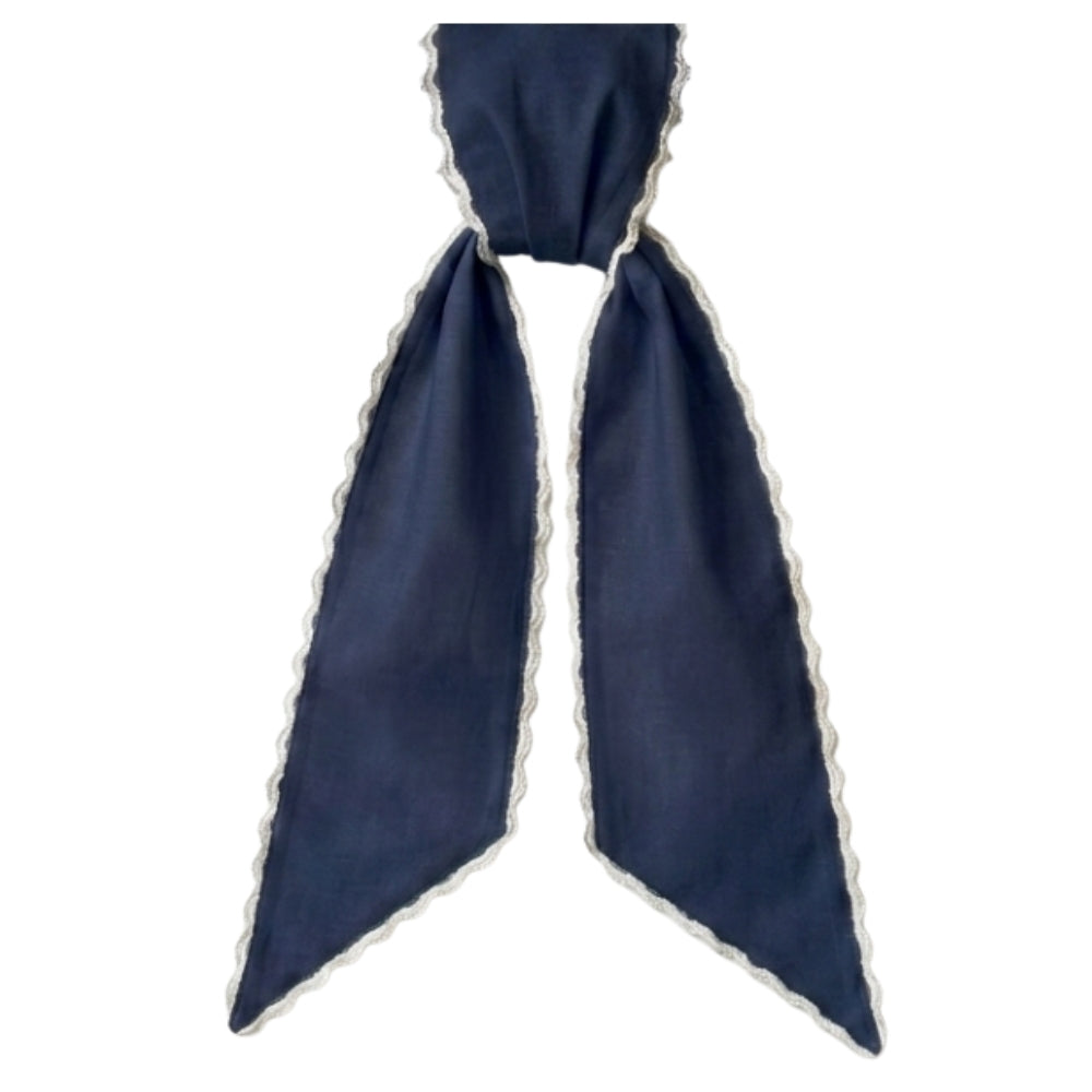 Navy Blue Sash w/White Scalloped Edge