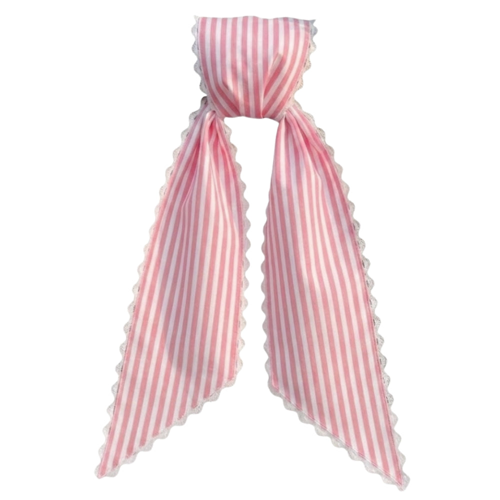 Pink Stripes Sash w/White Scalloped Edge