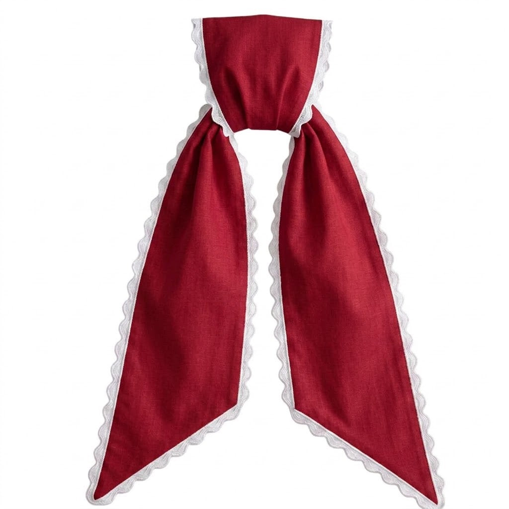 Red Sash w/White Scalloped Edge