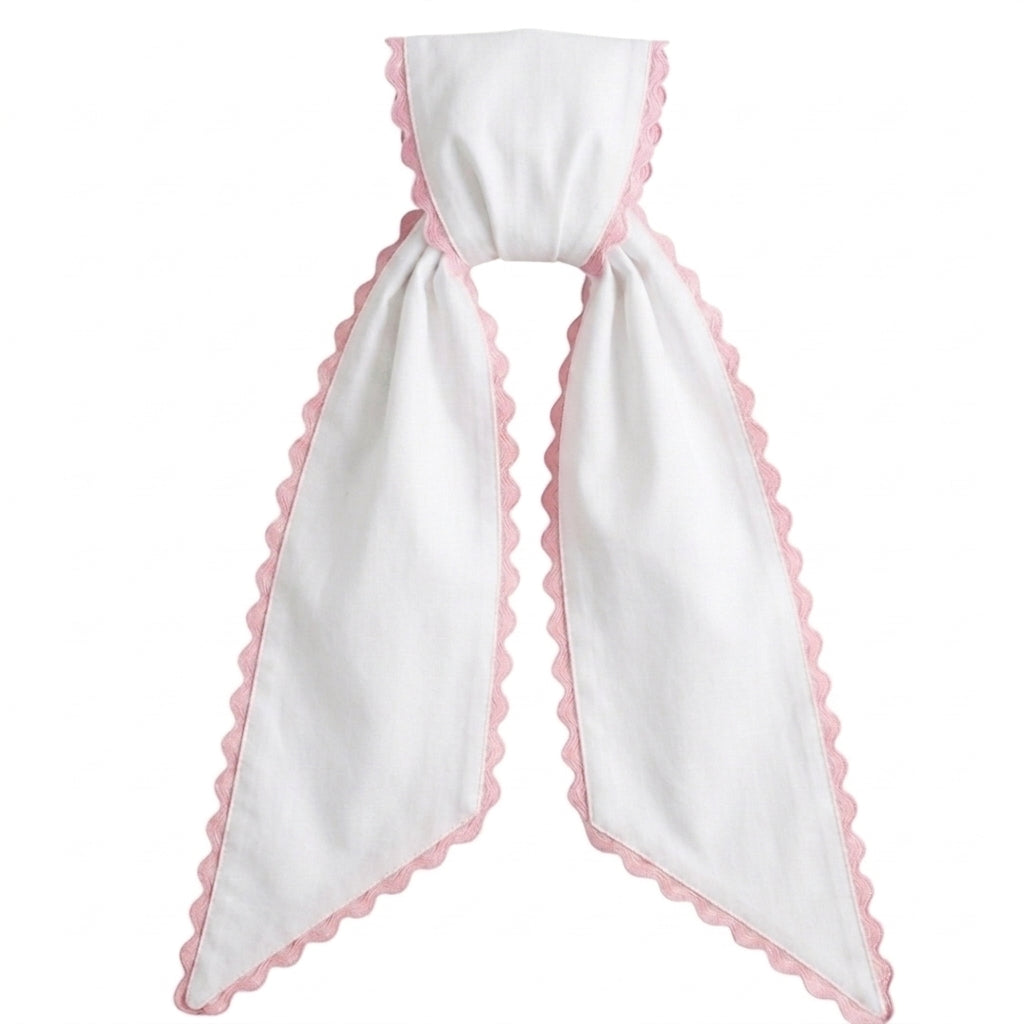 White Sash w/Pink Scalloped Edge