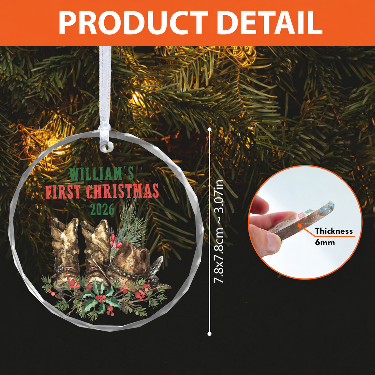 MeMate Baby's First Christmas Ornament 2026, Personalized Baby Ornaments with Name, Baby Ornament for Boys Girls, Christmas Baby Keepsakes for Newborn Infant Son Daughter - Updated image 2