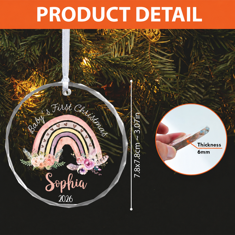 MeMate Baby's First Christmas Ornament 2026, Personalized Baby Ornaments with Name, Baby Ornament for Boys Girls, Christmas Baby Keepsakes for Newborn Infant Son Daughter - Updated image 2