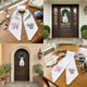 Pink Flowers Wreath Sash for Front Door, Embroidered Flower Wreath Sash 54x5 Inch, Personalized Initial Monogram Sash Front Door Decor, Bow Wreath Sashes for Family Friends