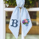 Hydrangea Monogram Wreath Sash Bow for Front Door, Flowers Vase Personalized Initial Name, Monogramed Embroidered Ribbon with Adjustable Bow Knot Farmhouse Door Wreath Decor, Gift for Family Friends