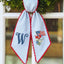 US Flag WithFlowers Patriotic Wreath Sash 54x5 Inch, Wreath Sash for Front Door, Personalized Embroidered Monogram Sash, Independence Day Front Door Decor, America Flag with Bow Wreath Sashes