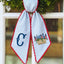 US Flag With Hydrangea Patriotic Wreath Sash 54x5 Inch, Wreath Sash for Front Door, Personalized Embroidered Monogram Sash, Independence Day Front Door Decor, America Flag with Bow Wreath Sashes