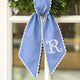 Monogram Wreath Sash Bow for Front Door, Personalized Initial Name Wreath Sash, Summer Wreath Sash, Monogramed Embroidery Ribbon with Adjustable Bow Knot Farmhouse Door Wreath Decor, Gift for Family Friends