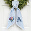Hydrangea Monogram Wreath Sash Bow for Front Door, Flowers Vase Personalized Initial Name, Monogramed Embroidered Ribbon with Adjustable Bow Knot Farmhouse Door Wreath Decor, Gift for Family Friends