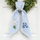 Daisy Wreath Sash for Front Door, Embroidered Flowers Wreath Sash 54x5 Inch, Personalized Initial Monogram Sash Front Door Decor, Bow Ribbon Wreath Sashes for Family Friends