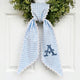 Monogram Wreath Sash Bow for Front Door, Personalized Initial Name Wreath Sash, Summer Wreath Sash, Monogramed Embroidery Ribbon with Adjustable Bow Knot Farmhouse Door Wreath Decor, Gift for Family Friends