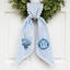 Blue Hydrangea Wreath Sash for Front Door, Personalized Initial Name Wreath Sash, Monogramed Embroidered Ribbon with Adjustable Bow Knot Farmhouse Door Wreath Decor, Gift for Family Friends