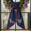 Husky with US Flag Wreath Sash for Front Door, Personalized Initial Name Wreath Sash, Patriotic Wreath Sash, Monogramed Embroidered Ribbon with Adjustable Bow Knot Farmhouse Door Wreath Decor, 4th July Gift for Family Friends