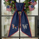 Beagle with US Flag Wreath Sash for Front Door, Personalized Initial Name Wreath Sash, Patriotic Wreath Sash, Monogramed Embroidered Ribbon with Adjustable Bow Knot Farmhouse Door Wreath Decor, 4th July Gift for Family Friends