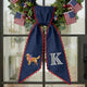 Golden Retriever with US Flag Wreath Sash for Front Door, Personalized Initial Name Wreath Sash, Patriotic Wreath Sash, Monogramed Embroidered Ribbon with Adjustable Bow Knot Farmhouse Door Wreath Decor, 4th July Gift for Family Friends