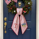 US Flag With Hydrangea Patriotic Wreath Sash 54x5 Inch, Wreath Sash for Front Door, Personalized Embroidered Monogram Sash, Independence Day Front Door Decor, America Flag with Bow Wreath Sashes