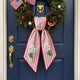 Daisy Wreath Sash for Front Door, Embroidered Flowers Wreath Sash 54x5 Inch, Personalized Initial Monogram Sash Front Door Decor, Bow Ribbon Wreath Sashes for Family Friends