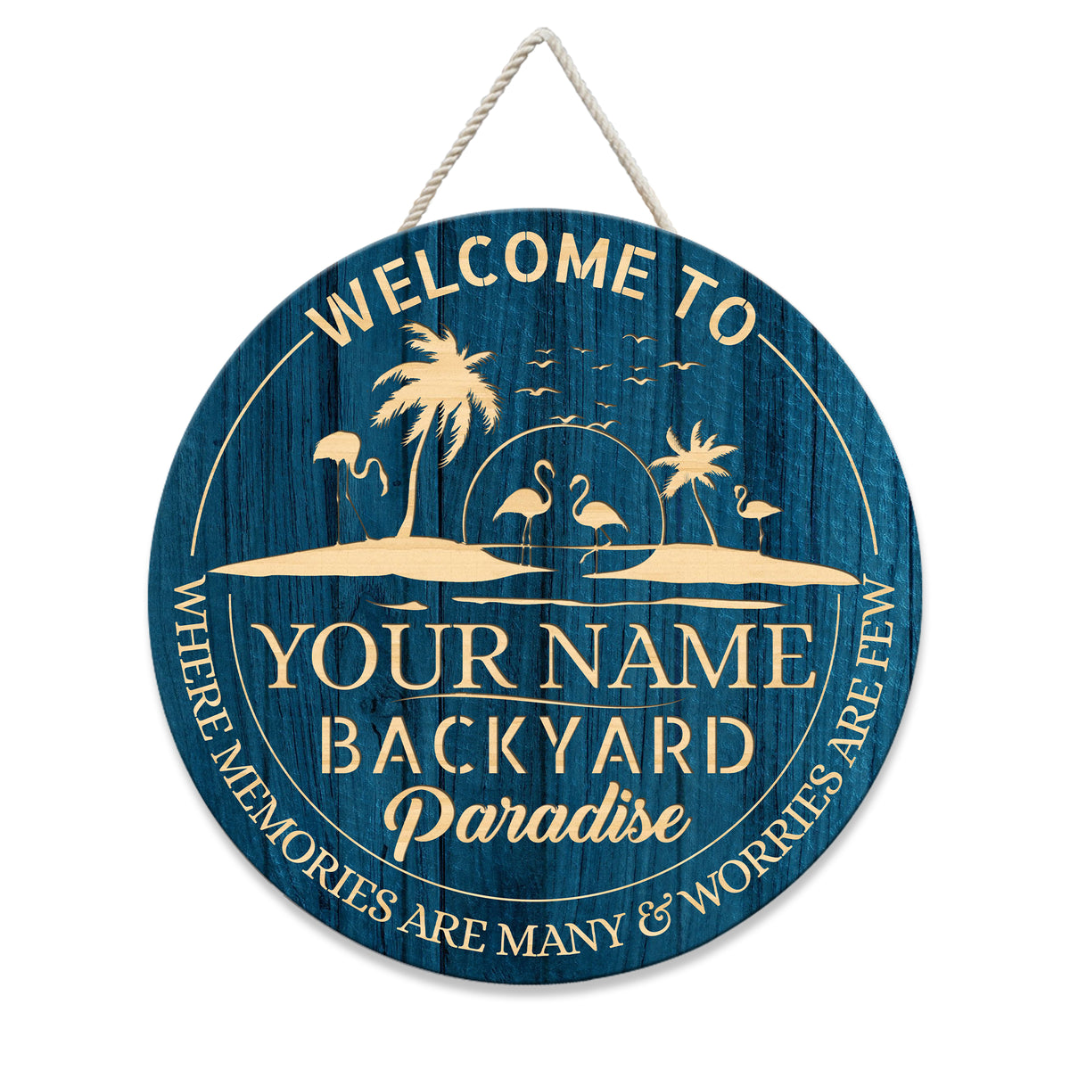 MeMate Backyard Sign, Patio Sign and Decor Outdoor - Personalized Wooden Name Signs for Porch Deck Kitchen Home Wall Decor - Round Chilling and Grilling BBQ Vintage Wood Signs, Housewarming Gifts for Family Friends