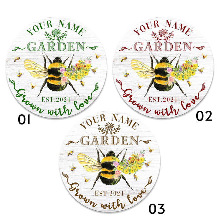 MeMate Personalized Garden Signs for Outdoor Decorative - Custom Name, Year Printed Wood Sign for Flower Garden Decor and Accessories - Wooden Outdoor Plaque for Garden, Farmhouse, Backyard, Patio