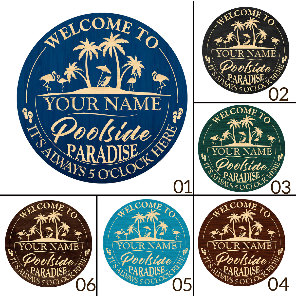 MeMate Poolside Signs Personalized Name Color Wooden Sign Outdoor, Poolside Decor, Customized Pool Sign, Swimming Pool Decorations for Wall, Wood Plaque for Backyards Patio Housewarming Gifts