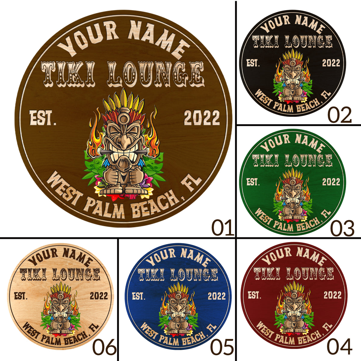 MeMate Tiki Bar Signs Personalized Name Color Wooden Sign Outdoor, Tiki Bar Decor, Customized Tiki Sign, Tiki Lounge Decorations for Wall, Wood Plaque for Backyards Patio Housewarming Gifts