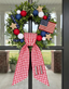 Patriotic Wreath Sash for Front Door, America 250 US Flag Door Wreath Decor, 54x5 in Personalized Initial Wreath Ribbon, Monogram Embroidered Sash for Holiday, 4th of July Wreath Sashes, Housewarming Gifts