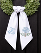 Monogram Wreath Sash Bow for Front Door, Hydrangea Wreath Ribbon with Adjustable Bow Knot Farmhouse Door Wreath Decor, Flowers Monogram Embroidered Sash for Holiday,Wedding,Memorial
