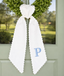 Monogram Wreath Sash Bow for Front Door, Personalized Initial Name, Wreath Ribbon with Adjustable Bow Knot Farmhouse Door Wreath Decor Monogram Embroidered Sash for Holiday, Wedding, Memorial, Housewarming Gift for Family Friends