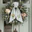 Personalized Yellow Tulip Wreath Sash 54x5, Embroidered Tulip Wreath Sash Bow, Monogram Door Decor, Spring Toile Front Door Bow, Embroidered Holiday Sash