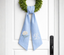 Monogram Wreath Sash Bow for Front Door, Hydrangea Wreath Ribbon with Adjustable Bow Knot Farmhouse Door Wreath Decor Monogram Embroidered Sash for Holiday,Wedding,Memorial