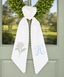 Monogram Wreath Sash Bow for Front Door, Hydrangea Wreath Ribbon with Adjustable Bow Knot Farmhouse Door Wreath Decor Monogram Embroidered Sash for Holiday,Wedding,Memorial